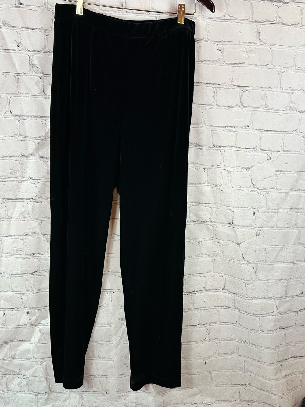 Chico's (3) Black Velvet velour Pull-On casual pants women XL holiday winter